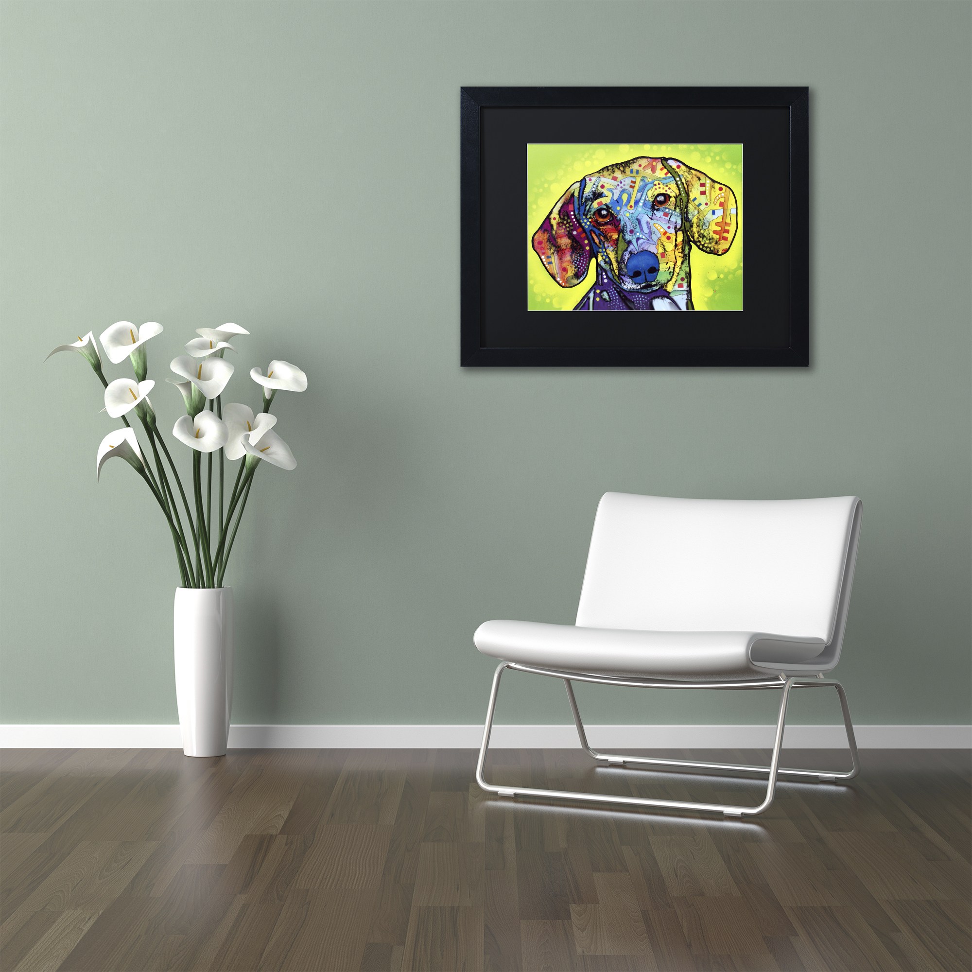 Trademark Fine Art "Dachshund" Canvas Art by Dean Russo, Black Matte, Black Frame