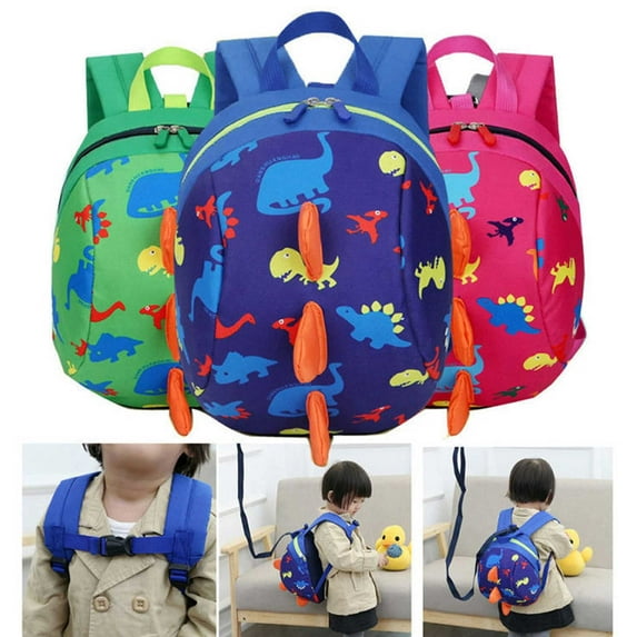 Kids Safety Harness Leash Anti Lost Cartoon Dinosaur Backpack Strap Bag For Walking Toddler