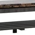 thumbnail image 4 of 47 Inch Modern Coffee Table, Faux Marble Top, Open Bottom Shelf, Black- Saltoro Sherpi, 4 of 6