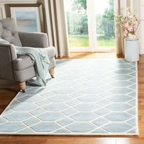 SAFAVIEH Chatham Elwin Geometric Wool Area Rug, Blue/Ivory, 6' x 9'