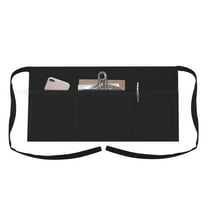 Toptie Waitress Waiter Server Bistro Waist Apron with 3 Pockets, Restaurant Kitchen Chef Half Aprons, 24"W x 12"H-Black