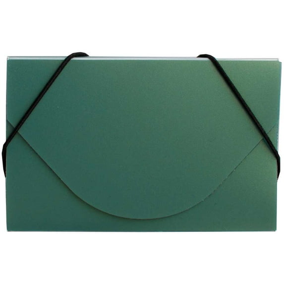 JAM Paper® Business Card Case with Round Flap - 3 1/2 x 2 1/4 x 1/4 - Green Metallic - Sold Individually