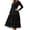Black, variant on Women's Solid Round Neck Long Sleeve Midi Dress Tiered Lace Spliced Fit And Flare Dress