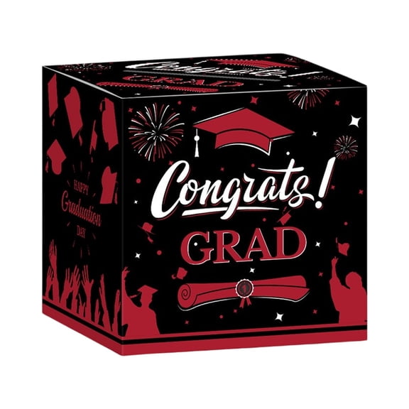Graduation Cap-Shaped Ballot Box, Cardboard Decoration for Party Games and Messages, Foldable Design