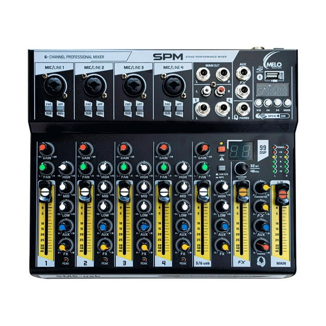 Consola MELO SM6 USB 4 Canales Mono, Conexión Bluetooth