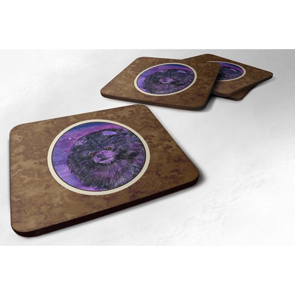 Carolines Treasures SS8501FC Starry Night Pomeranian Foam Coaster Set of 4 3 1/2 x 3 1/2 multicolor