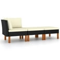 thumbnail image 1 of vidaXL 3 Piece Garden Lounge Set Poly Rattan and Solid Eucalyptus Wood, 1 of 5
