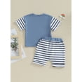 thumbnail image 5 of Musuos Baby Boys Shorts Set, 6 12 18 24M Short Sleeve Crew Neck T-shirt with Striped Shorts Summer Outfit, 5 of 10