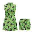 thumbnail image 4 of COEQINE Dachshund Shamrock Paw Print Horseshoe Pattern Women's Golf Dress for St. Patrick's Day Sleeveless Stand Collar Athletic Dresses with Built in Shorts and Pockets, 2XL, 4 of 7