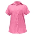 thumbnail image 6 of ZTTD Fashion Women's Solid Linen Casual Loose Short Sleeve Button Shirt, 6 of 6