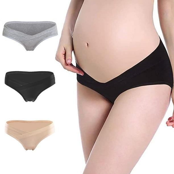 3 Pack Maternity Brief Underwear Women Low Waist Cotton Solid
