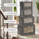 thumbnail image 4 of Paquete De 3 Contenedores De Almacenamiento De Ropa, Caja De Almacenamiento Plegable Con Marco De Metal, Organizador Apilable De Tela De Lino Con Asas De Transporte Y Ventana Transparente (Gris Oscuro, 4 of 5