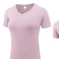 thumbnail image 2 of fatyb Workout T-Shirts for Women V Neck Quick Dry Yoga Tee Shirts Short Sleeve Athletic Running Tops, 2 of 4