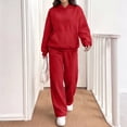 thumbnail image 4 of Sweatsuits Women 2 Piece Outfit Fleece Long Sleeve Hooded Sweatshirt Wide Leg Sweatpants Tracksuit Sweatsuit Plus Size Casual Warm Tracksuit with Pocket, 4 of 7