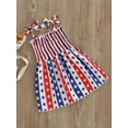thumbnail image 3 of Biekopu Toddler  A-line Dress, Girls Tie-up Smocked Butterfly/ Heart/ Star  Stripe Print Spaghetti Strap One-piece, 3 of 9