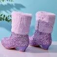 thumbnail image 6 of LYHao Girls Winter Warm Knit Boots For Little Girls — Cozy Lined Ankle Boots With Top Handle For Autumn And Winter ,Girls Boots Sizes 1.5 Purple(9.5-10 Years), 6 of 6