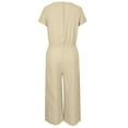 thumbnail image 5 of DYMADE Women Short Sleeve Summer Overalls Button Back Boilersuit Cotton Linen Dungarees Loose Jumpsuits, 5 of 5