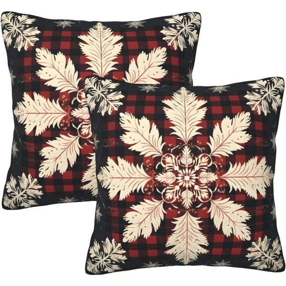 Christmas Pillow Covers Set of 2 20x20 Inch Throw Pillow Covers Snowflake Red Plaid Decorative Pillow Cases Holiday Square Cushion Covers Pillow Protector for Home Couch Sofa Car