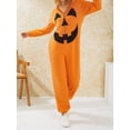 thumbnail image 5 of Halloween Couple Jumpsuit Pajamas Print Long Sleeve Zip Hooded Romper Sleepwear for Women Men, 5 of 9