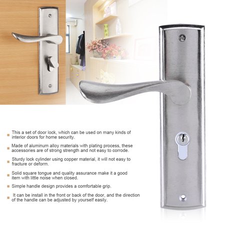 Qiilu Durable Door Handle Lock Cylinder Front Back Lever Latch