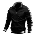 thumbnail image 7 of Men's Track Jacket Stand Collar Zip Up Windbreaker with Stripe Sleeves Casual Sport Coat Outerwear, 3XL, 7 of 7