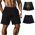 thumbnail image 1 of RKSTN Swim Shorts for Mens Cute Dog Print Positioned on Rear Hip Plus Size Color Blocking Elastic Waist Drawstring Casual Versatile Beach Vacation Board Shorts with Pockets, 1 of 9