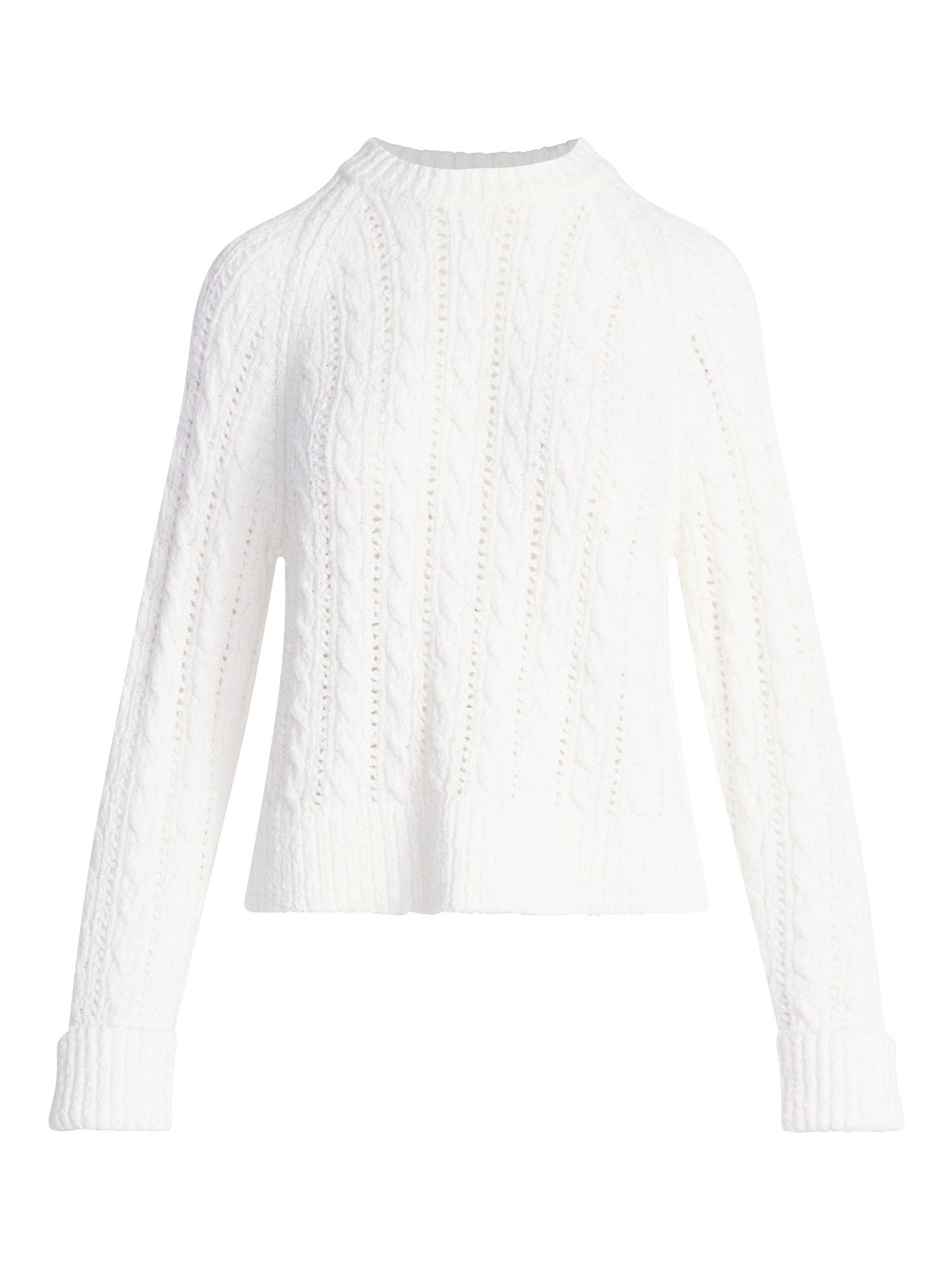 Scoop Women's and Women's Plus Cable Knit Raglan Sweater, Midweight, Sizes XS-XXL
