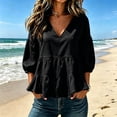 thumbnail image 3 of Trikvn Summer Tops for Women Casual V Neck Babydoll Shirts 3/4 Puff Sleeve Peplum Blouses Tiered Flowy Ruffle Tunic Lightweight Cute Vacation Beach Wear Loose Fit, 3 of 4