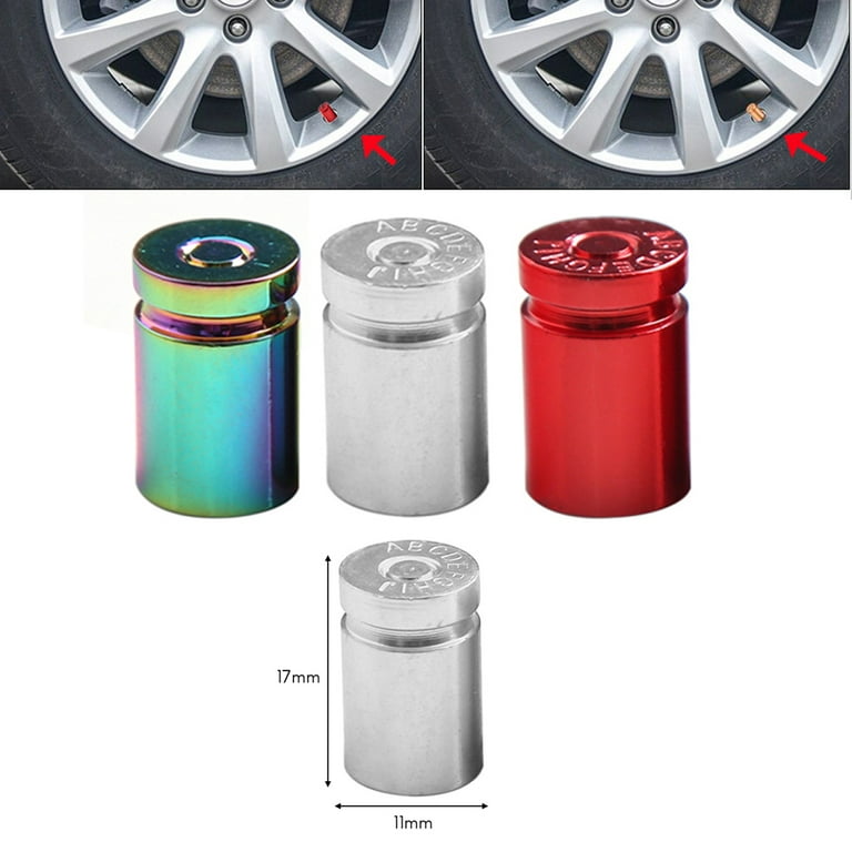 4 Pieces Aluminum Tire/Rim Valve Air Port Dust Cover Stem Cap Caps  Black/Silver