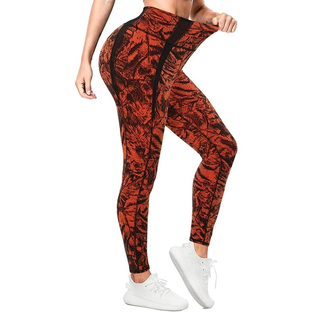 KSCD Women's Joggers Sweatpants High Waist Yoga Pants with Pocket Tummy  Control Casual Lounge Pants Camo Workout Leggings Red Maple Leaf Small