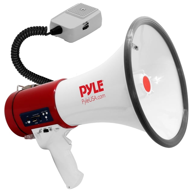 Megáfono Pyle PMP57LIA 50W con sirena, micrófono y correa