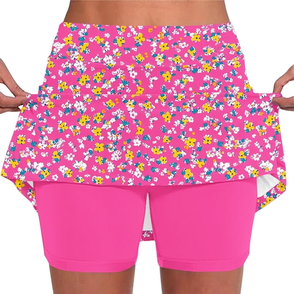 Vetsdori Summer Skorts for Women Tennis Shorts Floral Print Yoga,Workout Womens Skirts Running