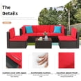 thumbnail image 7 of Walsunny 6 Pieces Patio Furniture Sets Outdoor All-Weather Sectional Patio Sofa Set PE Rattan Manual Weaving Wicker Patio Conversation Set Red, 7 of 7