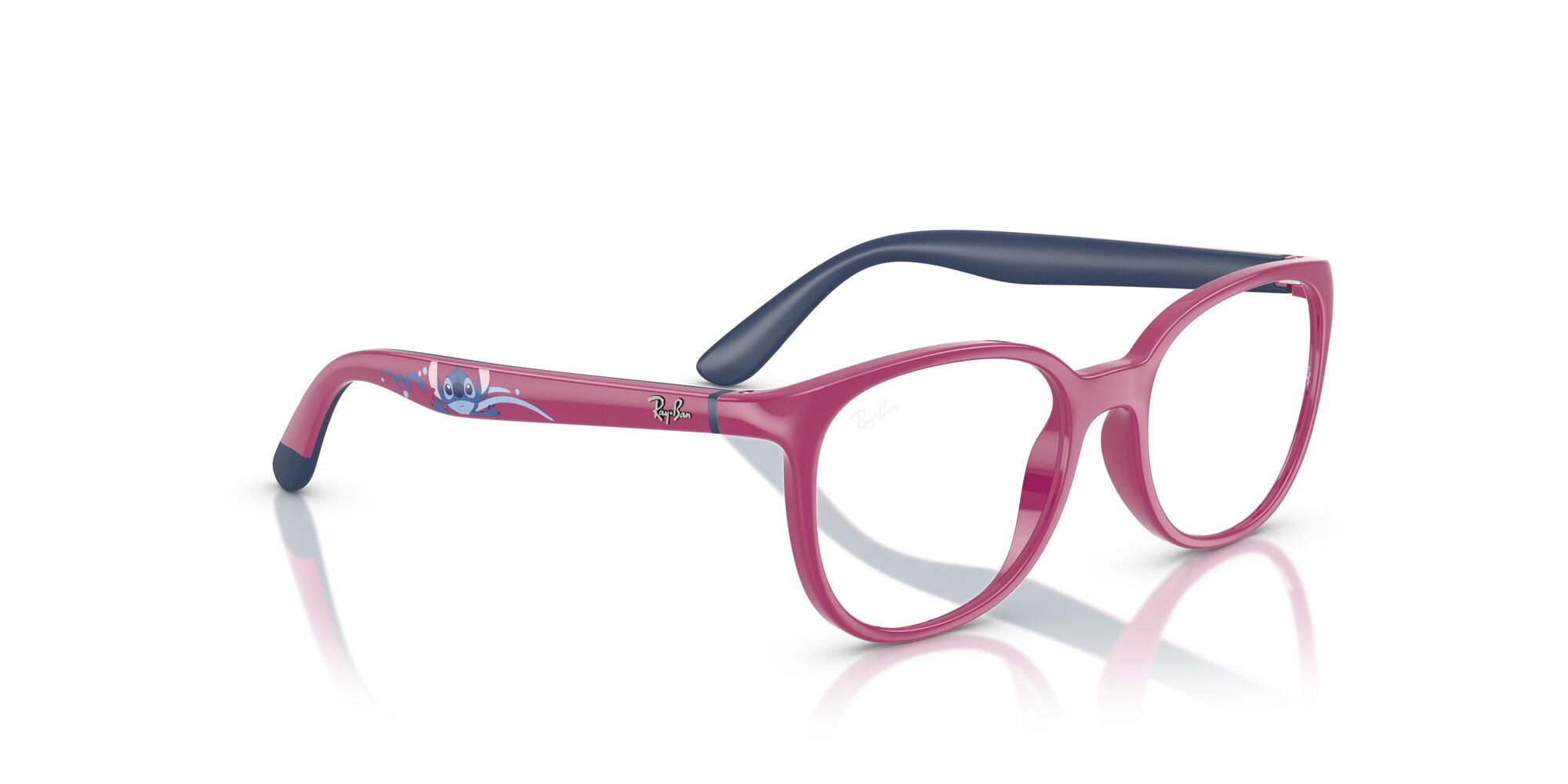 Ray-Ban Youth Size 47 0RY1631 Prescription Eyeglasses with Case, Fucsia with Rubber Blue/Demo Lens