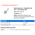 thumbnail image 2 of Washer Reservoir - Compatible with 2011 - 2014 Chrysler 200 2012 2013, 2 of 2