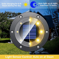 thumbnail image 3 of Solar Ground Lights for Outdoor Garden, 4-Pack Waterproof LED Disk Lights for Pathway, Yard, Driveway, Walkway and Patio, Landscape Lights with Gunmetal Stainless-Steel Casing, 3 of 9