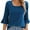 Blue1, variant on YOTMKGDO T-Shirts for Women, Crew Neck Women's Casual Tops Summer Square Neck T Shirts Ruffle Loose Fit Tunic Blouses 3/4 Sleeve (Blue, XL)