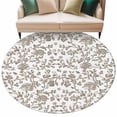 thumbnail image 2 of 8ft Round Rug, Brown Flower Non-Skid Rubber Backing Large Area Rugs - Living Room Bedroom Home Office, Vintage Farmhouse Boho Leaf Spring Plant Indoor Floor Mat Carpets Washable Rug, 2 of 9