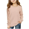 thumbnail image 2 of Spazoro Kids Girls Shirts Tee, 2025 Long Sleeve Solid Color Crew Neck Casual Loose Tops for Child Girls Pink Size 2 T, 2 of 9