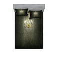 thumbnail image 2 of Grunge Bedding Set with Sheet & Covers, Classic Chandelier in a Dark Gothic Wooden Room Vintage Style Room Picture, Printed Bedroom Decor 2 Shams, 4 Sizes, Grey and Yellow, by Ambesonne, 2 of 3