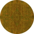 thumbnail image 1 of Ahgly Company Machine Washable Indoor Round Abstract Yellow Modern Area Rugs, 4' Round, 1 of 4