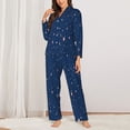 thumbnail image 2 of KLL star night sky Print Women's Long Sleeve Pajamas with Pants Sleepwear Loungewear 2 Set-Small, 2 of 7