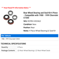 thumbnail image 2 of Rear Wheel Bearing and Seal Kit 4 Piece - Compatible with 1988 - 1999 Chevy C1500 1989 1990 1991 1992 1993 1994 1995 1996 1997 1998, 2 of 2