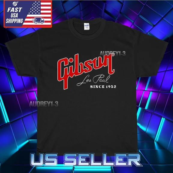 Reprint Rare NEW SHIRT GIBSON LES PAUL GUITAR MEN'S LOGO T-SHIRT FUNNY AMERICAN SIZE S-5XL