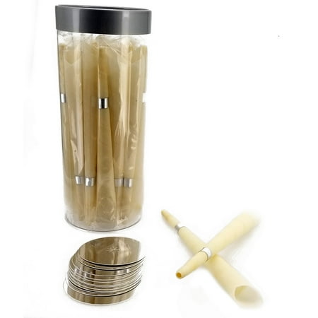 - 24pcs Beeswax & Cotton Muslin Cloth Hollow Trumpet Candle Set - Natural Color