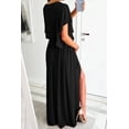 thumbnail image 5 of Women's Surplice Flutter Sleeve Maxi Dress with Tied Stretch Bodice and Flowing Skirt 95% Polyester 5% Spandex, 5 of 10