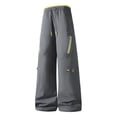 thumbnail image 4 of SAWOBUUN Mens Baggy Pants Wide Leg Elastic Waist Contrast Stitching Cargo Pants Y2K Streetwear Trousers with Zipper Pockets, 4 of 9