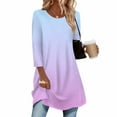 thumbnail image 3 of Womens 3/4 Sleeve Tunic Tops, Long Length Shirts for Women Fall Fashion Loose Fit Ombre Tie Dye Crewneck T-Shirts, 3 of 5