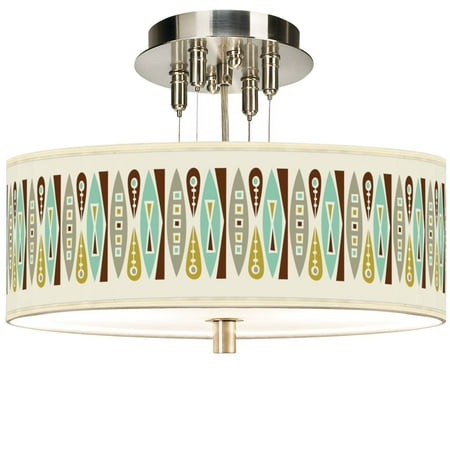 

Ragnar Modern Ceiling Light Semi Flush Mount Fixture Brushed Steel 14 Wide Vernaculis II Drum for Bedroom Living Room Kitchen
