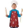 thumbnail image 2 of Red Christmas Snowman Pattern Kids Aprons for Girls and Boys,Adjustable Neck Strap Toddler Aprons for Kids Cooking Baking, 2 of 7